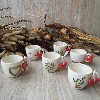 Conjunto de 6 chávenas de café+coração