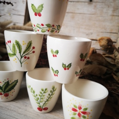 Conjunto de 6 Copinhos de café, motivos de Natal