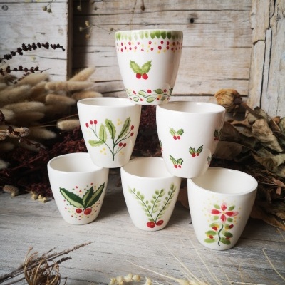 Conjunto de 6 Copinhos de café, motivos de Natal