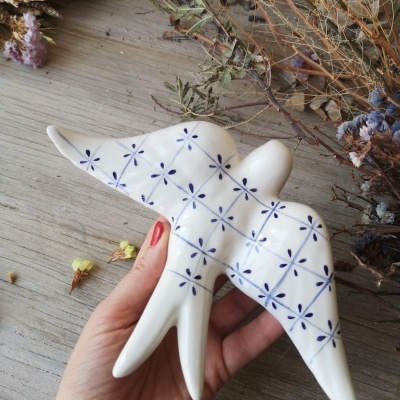 Conjunto de 3 andorinhas em cerâmica