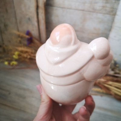 Santo António em cerâmica em rosa pastel