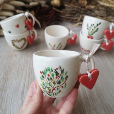 Conjunto de 6 chávenas de café+coração