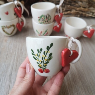 Conjunto de 6 chávenas de café+coração