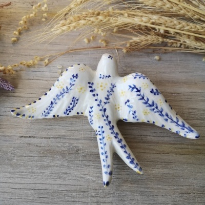 Conjunto de 3 andorinhas em cerâmica