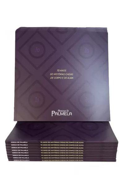 Conjunto de livros roxos com texto dourado e branco