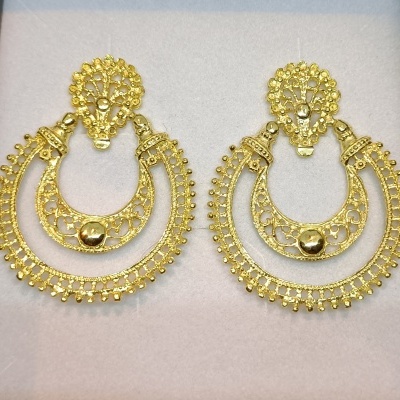 Par de Brincos Prata 925º% Dourada