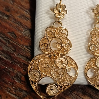 Par de Brincos Prata 925º% Dourada