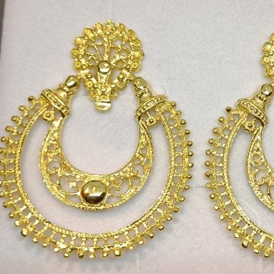 Par de Brincos Prata 925º% Dourada