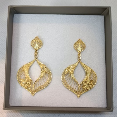 Par de Brincos Prata 925º% Dourada