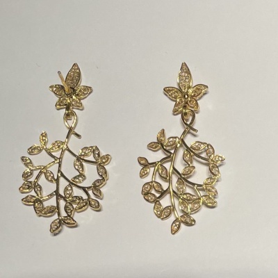 Par de Brincos Prata 925º% Dourada