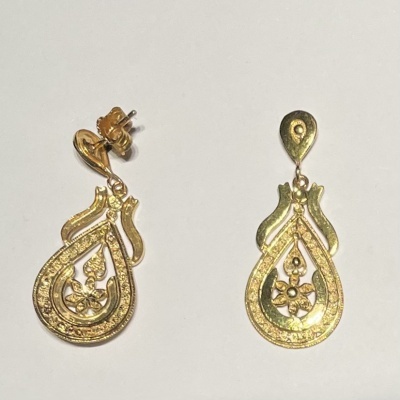 Par de Brincos Prata 925º% Dourada