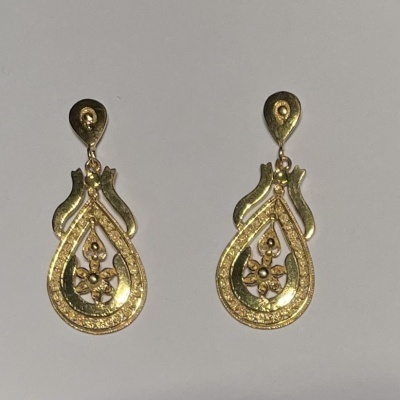 Par de Brincos Prata 925º% Dourada