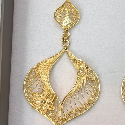 Par de Brincos Prata 925º% Dourada