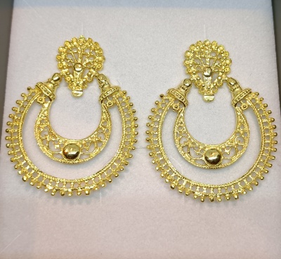 Par de Brincos Prata 925º% Dourada