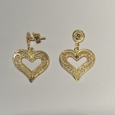 Par de Brincos Prata 925º% Dourada