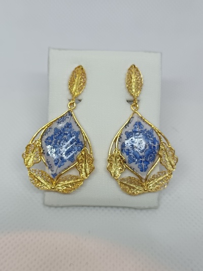 Par de Brincos Prata 925º% Dourada