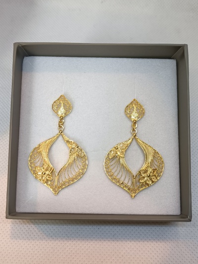 Par de Brincos Prata 925º% Dourada