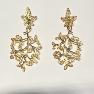 Par de Brincos Prata 925º% Dourada