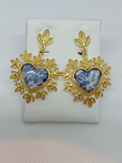 Par de Brincos Prata 925º% Dourada