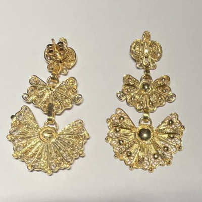 Par de Brincos Prata 925º% Dourada