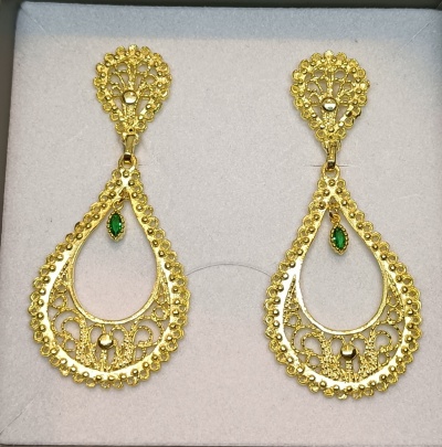 Par de Brincos Prata 925º% Dourada