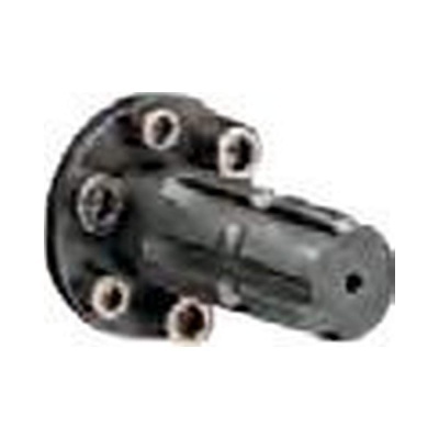 Peça mecânica preta com eixo e base circular