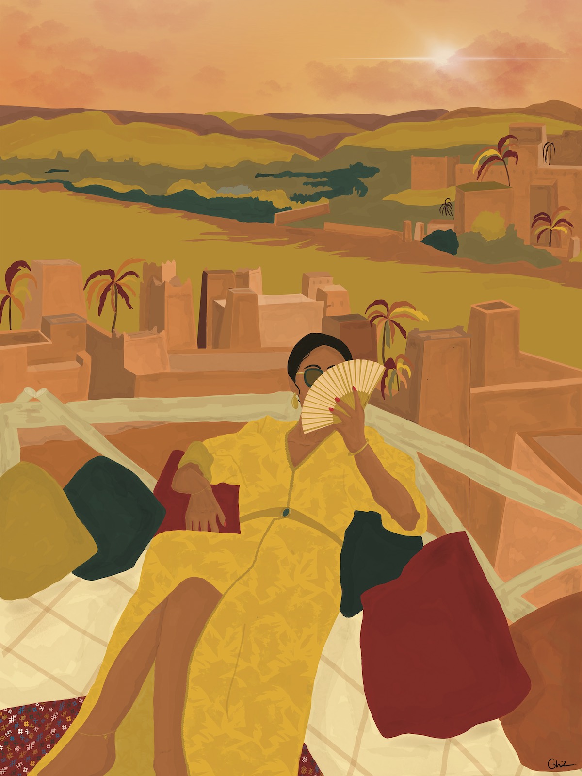 ILUSTRAÇÃO CAFTAN DOURADO GHIZLAINE LAHROUGUI ILUSTRAÇÃO CAFTAN DOURADO GHIZLAINE LAHROUGUI