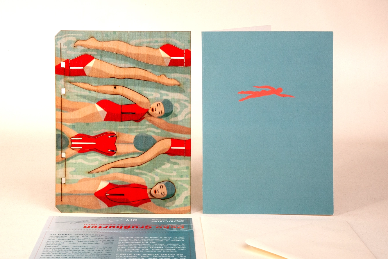 SWIMMER - 3D DECO GREETING CARD FORMES BERLIN SWIMMER - 3D DECO GREETING CARD FORMES BERLIN