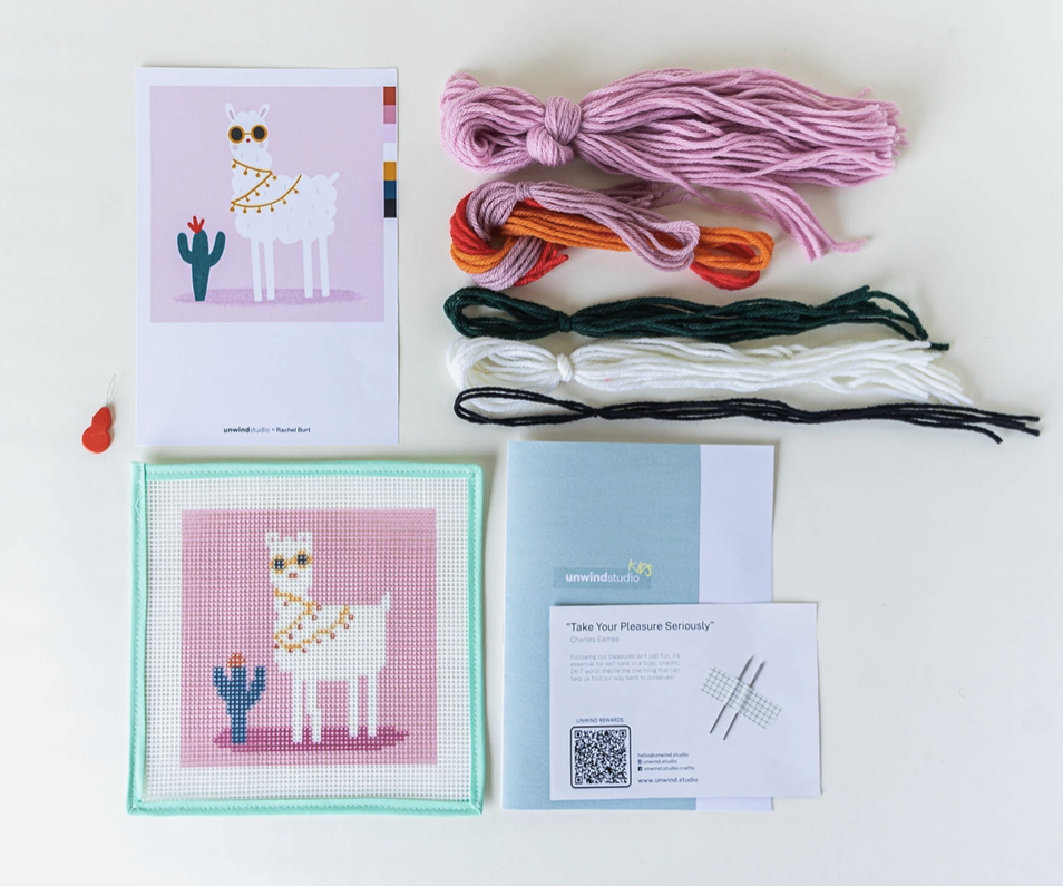 "SEM DRAMA LHAMA" NEEDLEPOINT - UNWIND STUDIO "SEM DRAMA LHAMA" NEEDLEPOINT - UNWIND STUDIO