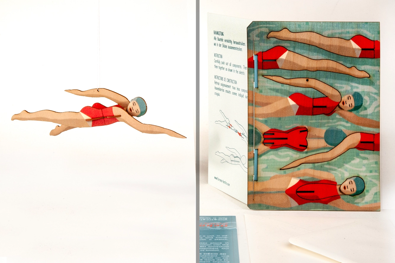 SWIMMER - 3D DECO GREETING CARD FORMES BERLIN SWIMMER - 3D DECO GREETING CARD FORMES BERLIN
