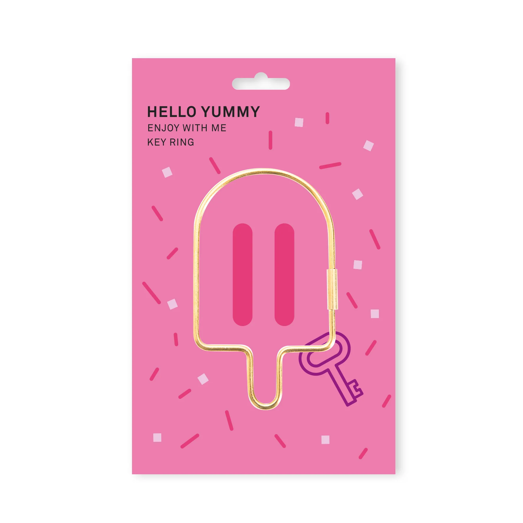 Porta-chaves em forma de gelado em cartão rosa