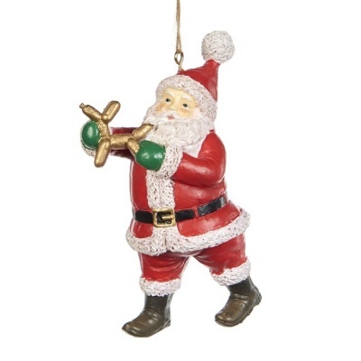 SANTA W/BALLOON ANIMAL ORN RD 10,5CMv