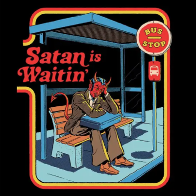POSTER 30x40 COM MOLDURA "SATAN IS WAITIN'" PYRAMID INTERNATIONAL