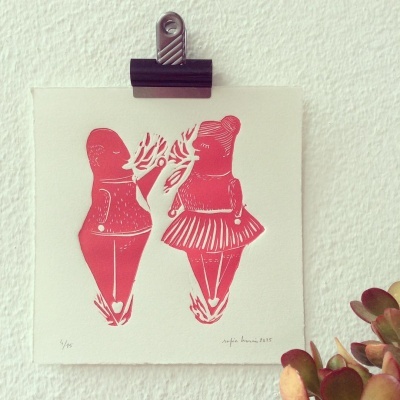 LINOGRAVURA "DISCUSSÃO" SOFIA MORAIS