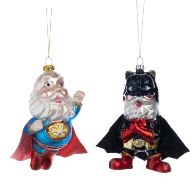 ENFEITE DE NATAL EM VIDRO "SUPERHERO SANTA" GOODWILL