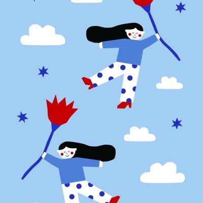 ILUSTRAÇÃO AZUL "LIBERDADE PARA SER" MARGARIDA SAMPAIO