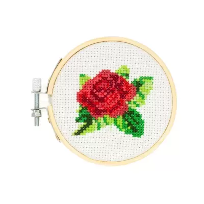 MINI CROSS STITCH KIT- ROSE KIKKERLAND