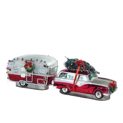GLSS CAR/CAMPER TT SET/2 RD/WH 25CM
