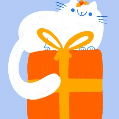 POSTAL DE NATAL "GATO PRENDA" GAMBUZINO