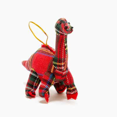 EFEITO DE NATAL DINOSSAURO DIPLODOCUS TARTAN VERMELHO BEST YEARS LTD