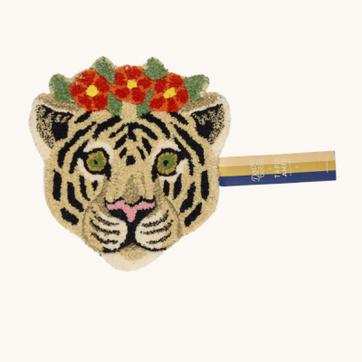Floral White Tiger Head Rug DOING GOODS