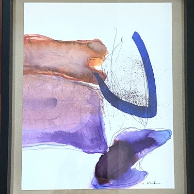 AGUARELA COM MOLDURA "SEM TÍTULO 16" ISABEL MONTEIRO