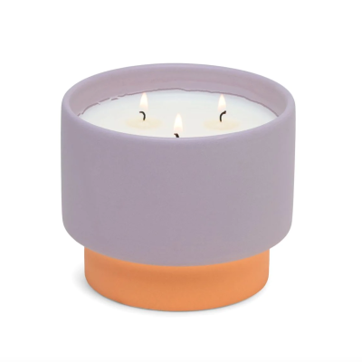 COLOUR BLOCK CERAMIC CANDLE 453G - PURPLE - VIOLET & VANILLA DESIGNWORKS COLLECTIVE