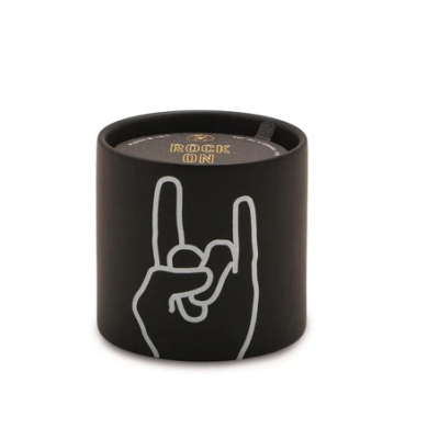 IMPRESSIONS CERAMIC CANDLE 163G BLACK - ROCK ON - LEATHER & OAKMOSS DESIGNWORKS COLLECTIVE