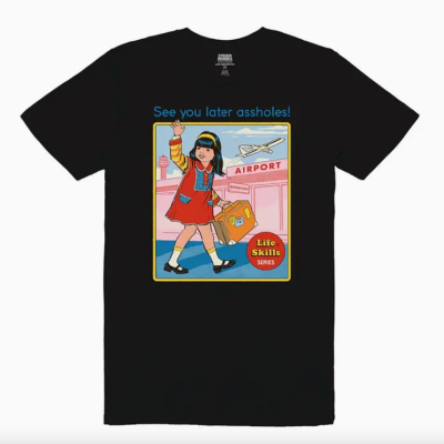 T-SHIRT PRETA "SEE YOU LATER" PYRAMID INTERNATIONAL