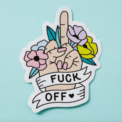 FUCK OFF FLORAL VINYL LAPTOP STICKER PUNKY PINS