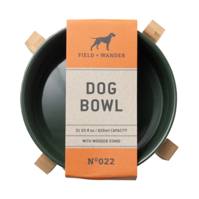 DOG BOWL WOODEN STAND GREEN DESIGNWORKS COLLECTIVE