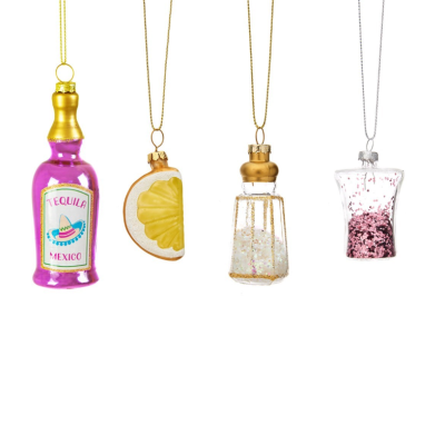 ENFEITE DE NATAL "CHRISTMAS CHEER TEQUILA - SET OF 4"  SASS&BELLE