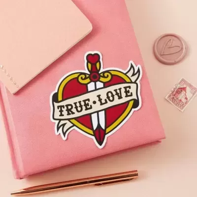 TRUE LOVE TATTOO INSPIRED VINYL LAPTOP STICKER PUNKY PINS