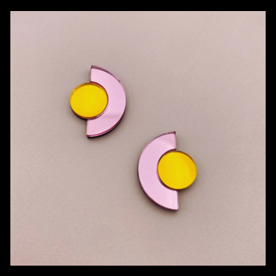 BRINCOS ROSELINE - LARANJA E ROSA STUDIO ANNETTE